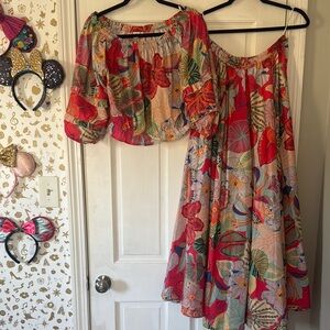 Floral Silk Two-Piece Set